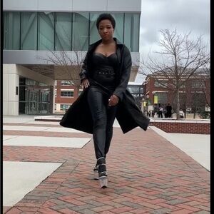 Leather rain coat